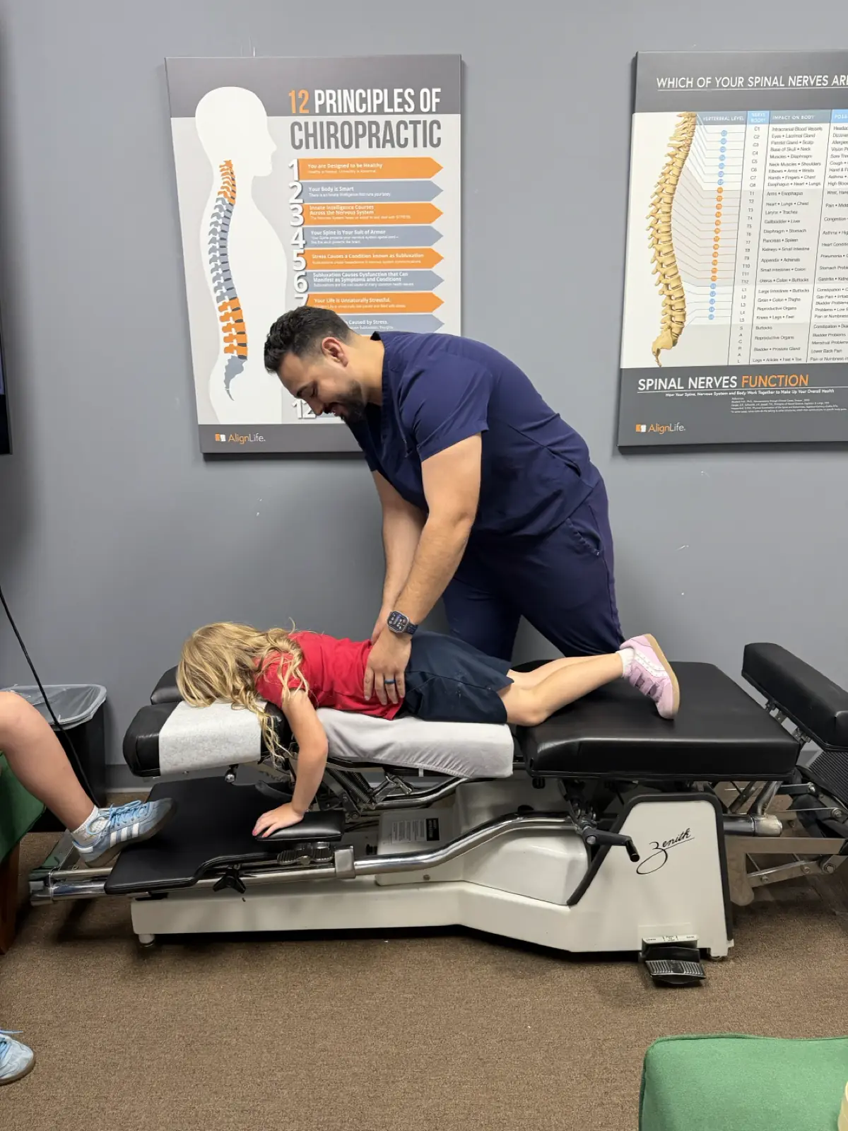 Gentle Brain Blossom chiropractic adjustment for a child at AlignLife Chiropractic